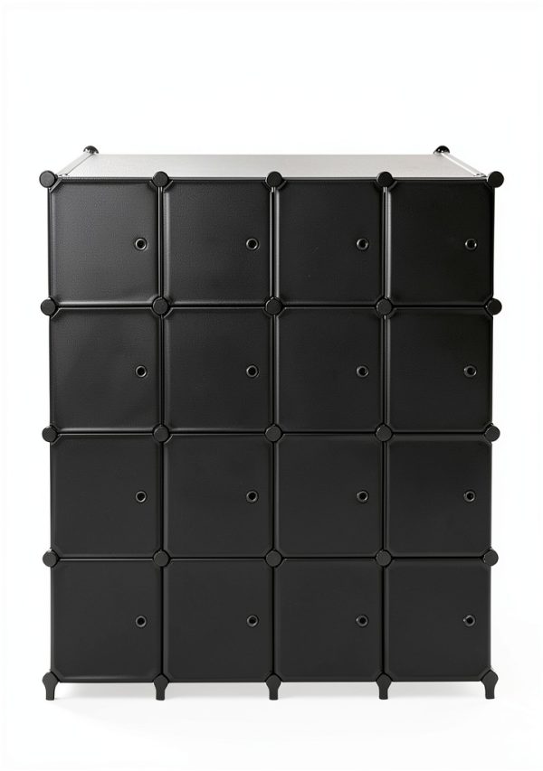 ANWBROAD Black Wall-Mount Storage Cabinet 16 Cube Modular 50x12x49-2