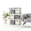 Almaybe Cube Storage Shelf 6 Cubes Black Modular Stackable Organizer-4