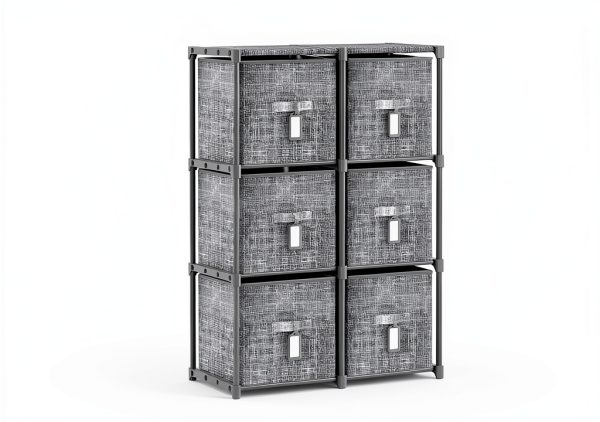 LUKYTOWER Grey 6 Cube Modular Storage Organizer with Metal Frame-5