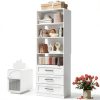 Dilando White Freestanding Closet Tower with Adjustable Shelves-0