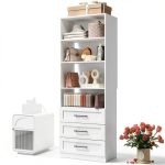 Dilando White Freestanding Closet Tower with Adjustable Shelves-0