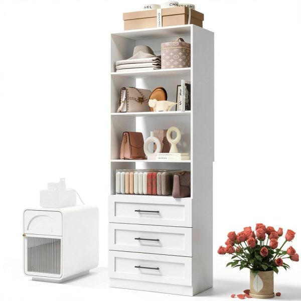 Dilando White Freestanding Closet Tower with Adjustable Shelves-0