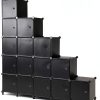 ANWBROAD Black Wall-Mount Storage Cabinet 16 Cube Modular 50x12x49-4