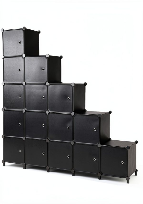 ANWBROAD Black Wall-Mount Storage Cabinet 16 Cube Modular 50x12x49-4
