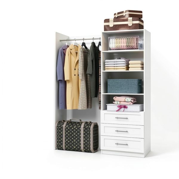 Dilando White Freestanding Closet Tower with Adjustable Shelves-2