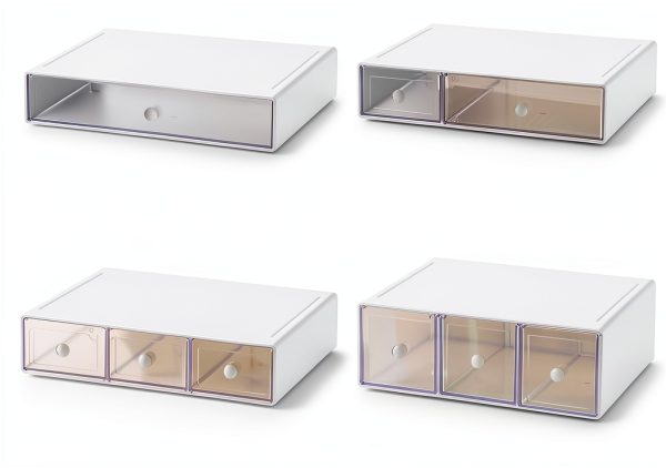 Plastic Stackable Drawer Set WUHUME Portable Storage Organizer-1
