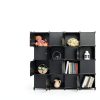 ANWBROAD Black Wall-Mount Storage Cabinet 16 Cube Modular 50x12x49-1