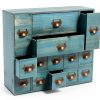 Storage Cabinet Fletxify 14-Drawer Blue Iron Wood Cabinet Model BGQHT5-5
