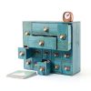 Storage Cabinet Fletxify 14-Drawer Blue Iron Wood Cabinet Model BGQHT5-4