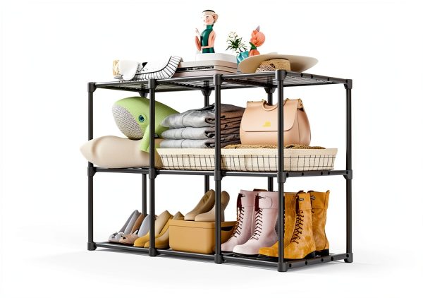 LUKYTOWER Grey 6 Cube Modular Storage Organizer with Metal Frame-3