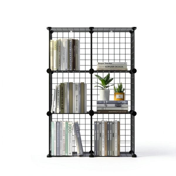Almaybe Cube Storage Shelf 6 Cubes Black Modular Stackable Organizer-6