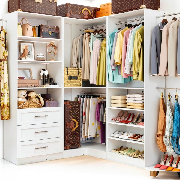 Dilando White Freestanding Closet Tower with Adjustable Shelves-5