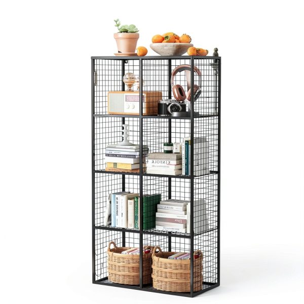 MEEYOUER Wire Cube Storage Shelf 4‑Tier Heavy Duty Black-7
