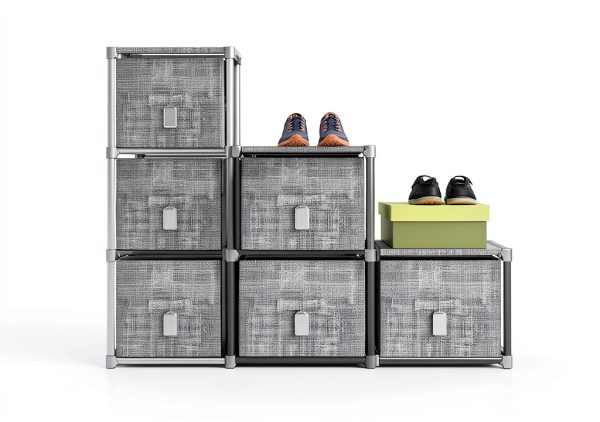 LUKYTOWER Grey 6 Cube Modular Storage Organizer with Metal Frame-4