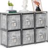 LUKYTOWER Grey 6 Cube Modular Storage Organizer with Metal Frame-0
