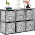LUKYTOWER Grey 6 Cube Modular Storage Organizer with Metal Frame-0