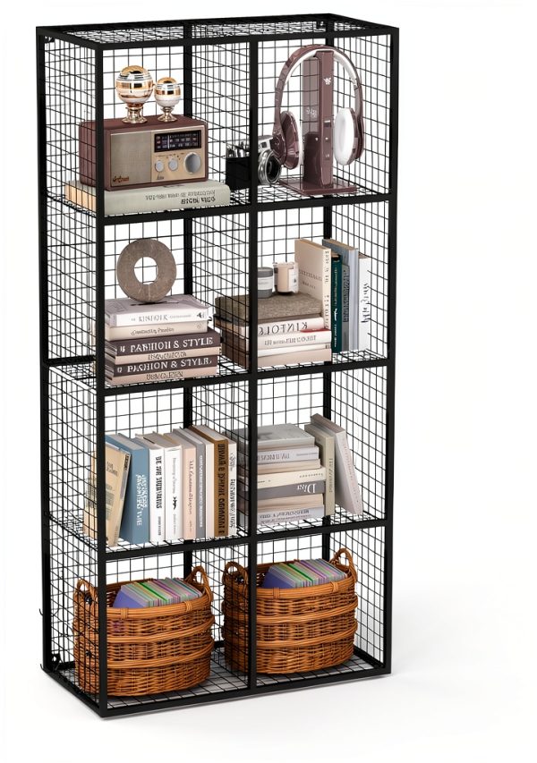MEEYOUER Wire Cube Storage Shelf 4‑Tier Heavy Duty Black-0