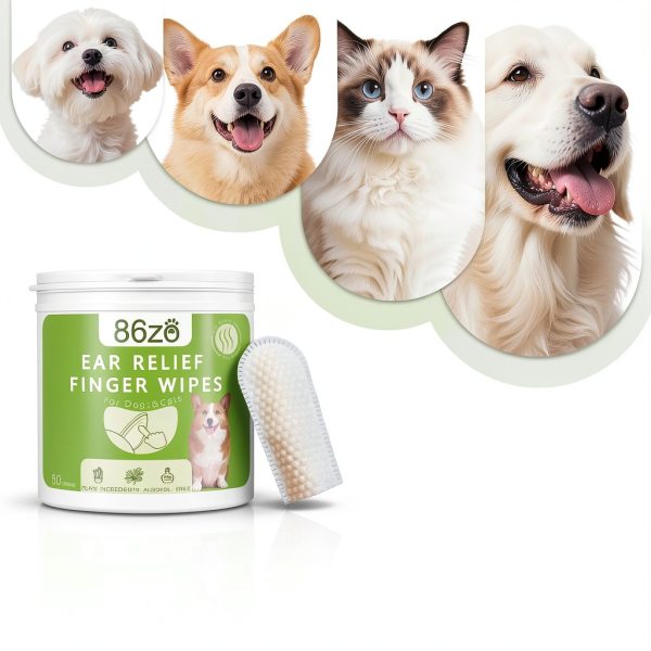 Dog Ear Finger Wipes for Dogs & Cats, Thicker Dog Ear Cat Ear Cleaner Wipes, Dog Ear Infection Relief to Relieve Ear Itching, Remove Ear Wax, Dirt, Smelly - Fresh Green Tea Scent-6