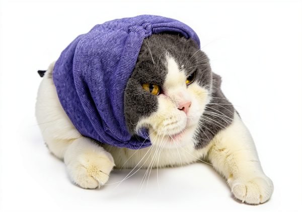 Cat Hematoma Ear Wrap DDFS Soft Breathable Snood for Purple Grey Cats-4