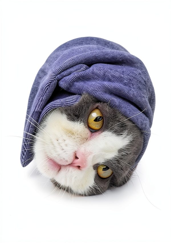 Cat Hematoma Ear Wrap DDFS Soft Breathable Snood for Purple Grey Cats-8