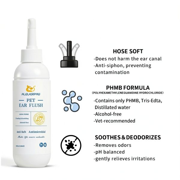 Tris Flush Cat & Dog Ear Cleaner PHMB with 20 Q-Tips 4 fl oz-5