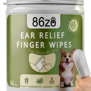 Dog Ear Finger Wipes for Dogs & Cats, Thicker Dog Ear Cat Ear Cleaner Wipes, Dog Ear Infection Relief to Relieve Ear Itching, Remove Ear Wax, Dirt, Smelly - Fresh Green Tea Scent-0