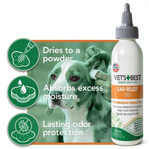 Dog Ear Cleaner Kit Vet's Best Wash & Dry 16 oz Refill-3